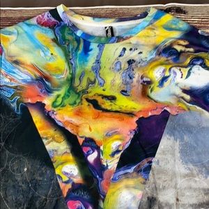 Trippy Oil Art Geometry T-Shirt XL